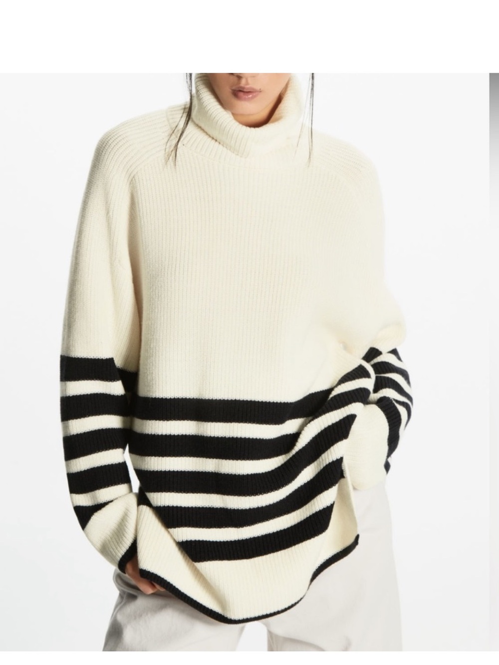COS Striped Rollneck Sweater Turtleneck Size Small Oversized Slouchy Wool